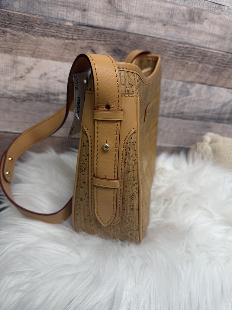 Brown Fossil Woven Straw Crossbody Bag