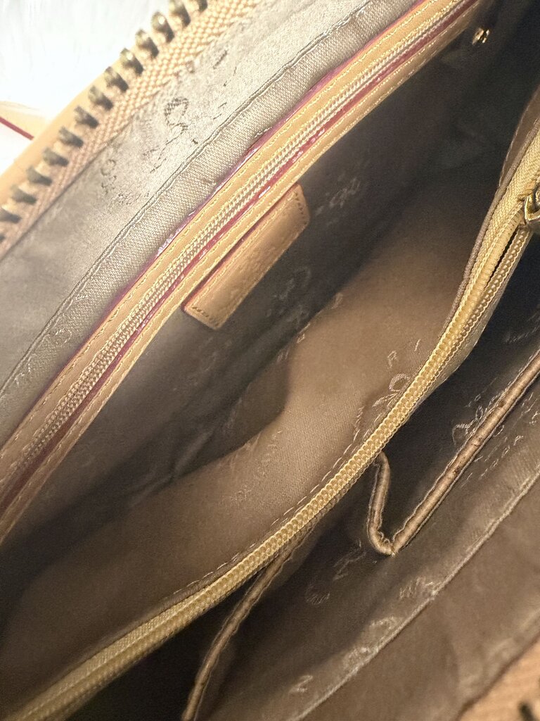 Brown Fossil Woven Straw Crossbody Bag