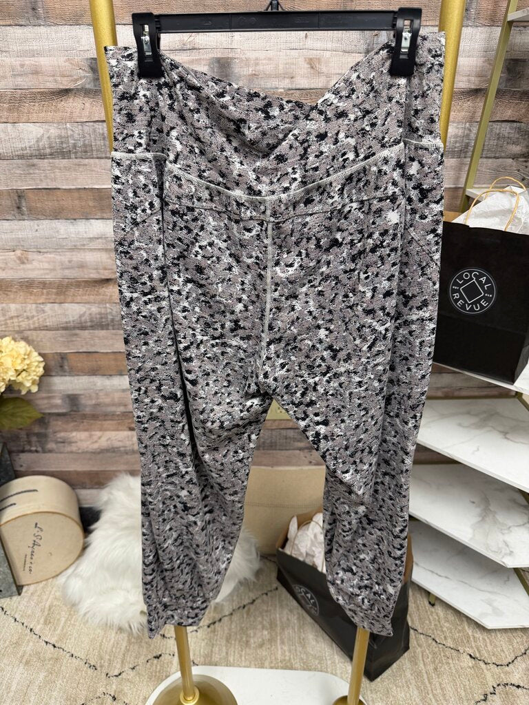 Pink And Grey Print Athleta Salutation Leggings