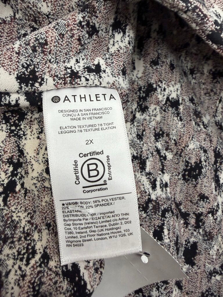 Pink And Grey Print Athleta Salutation Leggings 2
