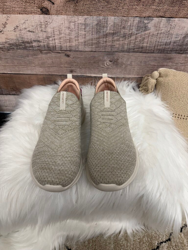 White Sketchers Mesh Slip On Sneakers