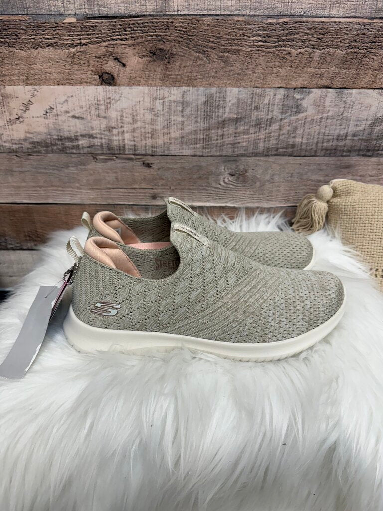 White Sketchers Mesh Slip On Sneakers