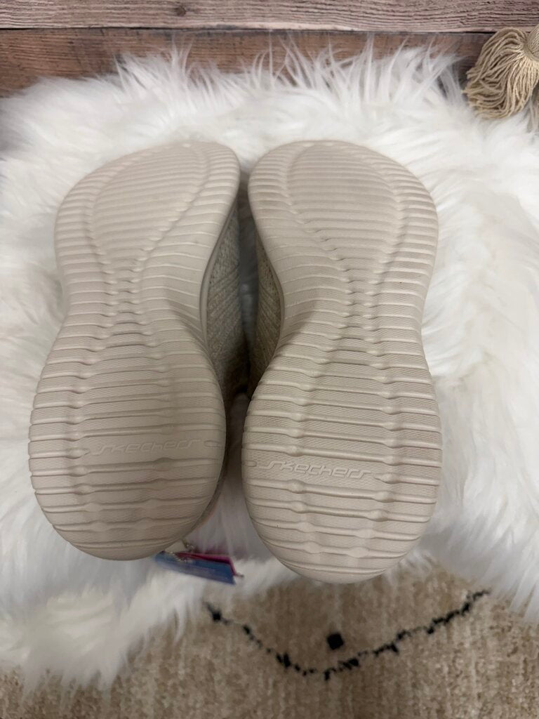White Sketchers Mesh Slip On Sneakers