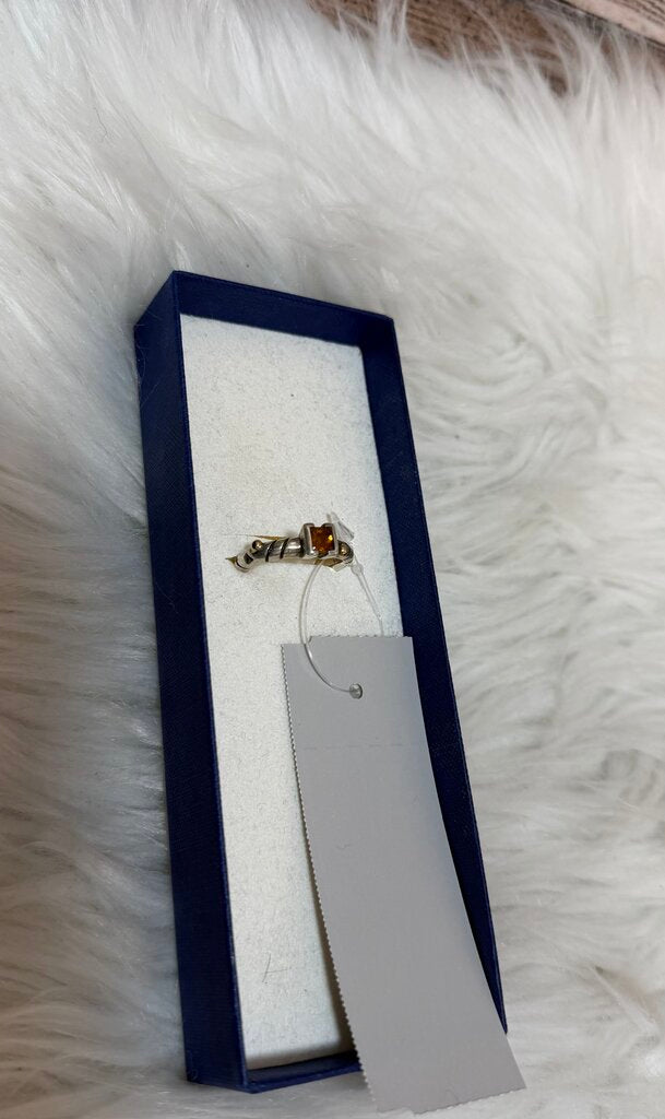 Sterling Silver Vintage Designer John Atencio With Square-Cut Citrine Gemstone