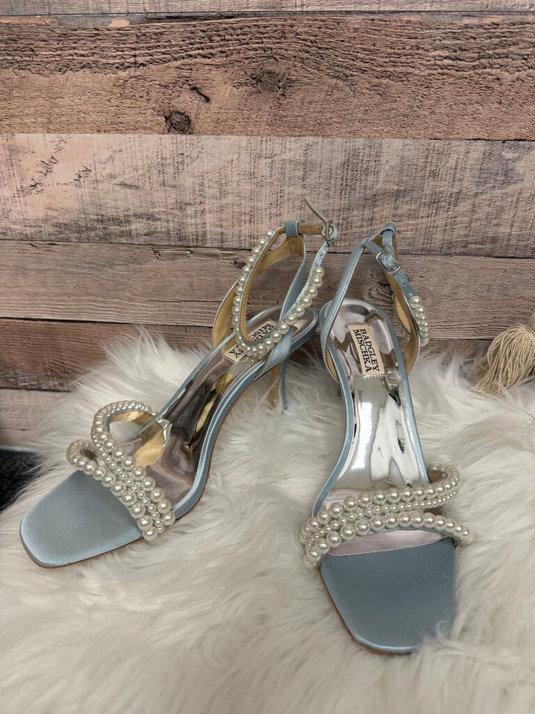Badgley MIschka Mist Blue & Pearl Kitten Heel