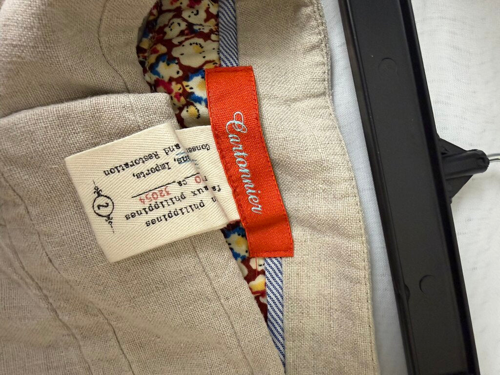 Tan Cartonnier Linen Shorts With Waistband Detial