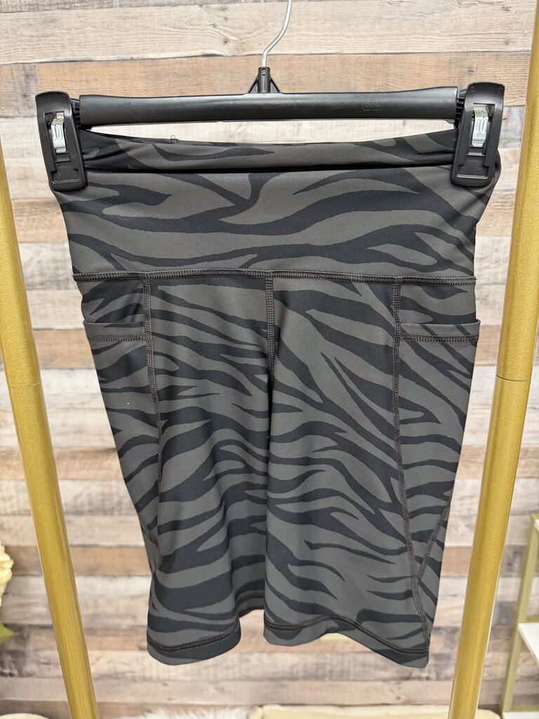 Old Navy Active Powersoft, Gray and Black Zebra Print Biker Shorts