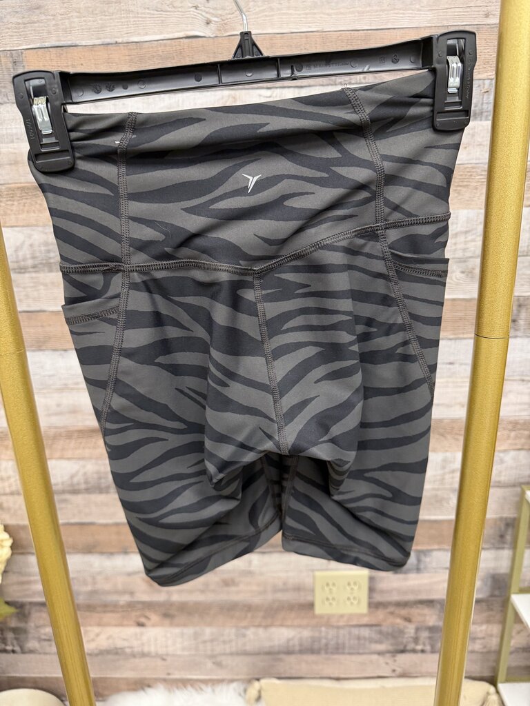 Old Navy Active Powersoft, Gray and Black Zebra Print Biker Shorts