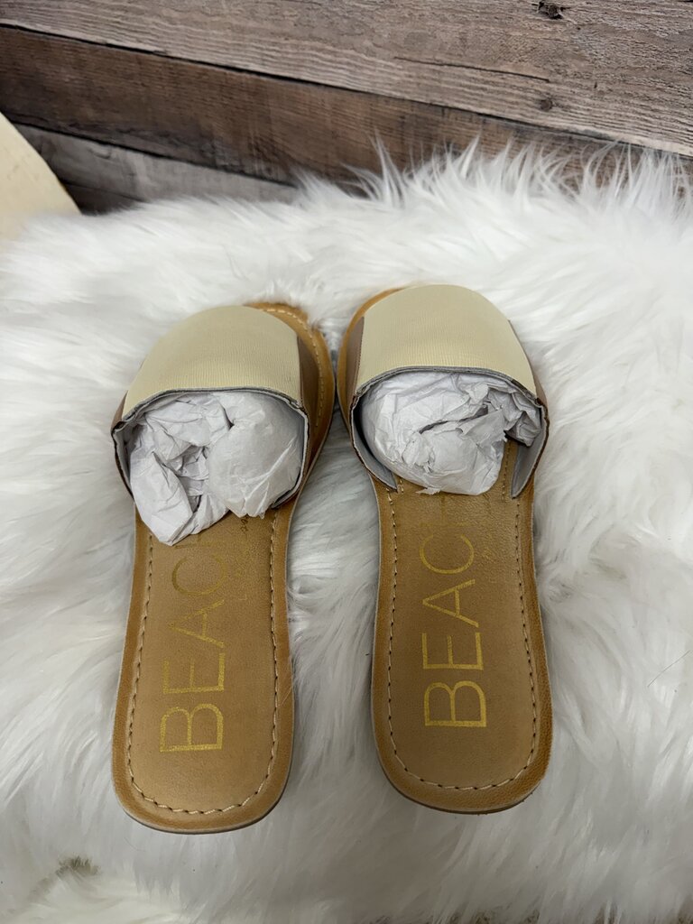 Tan Leather Slide Sandals