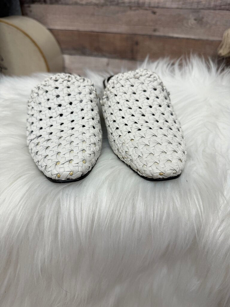 White Woven Leather Mules Jeffrey Campbell