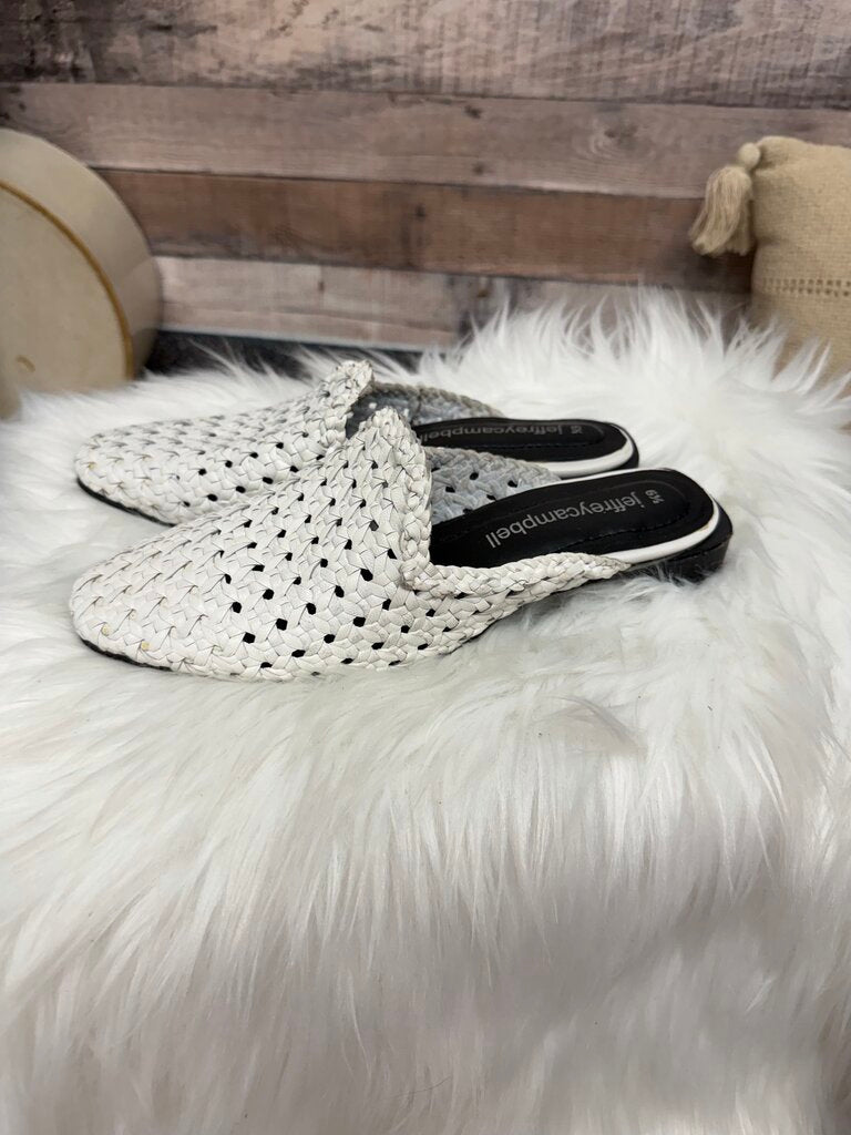 White Woven Leather Mules Jeffrey Campbell