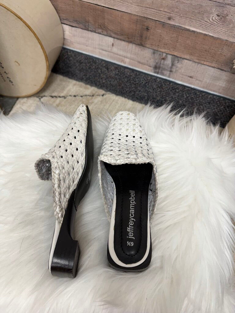 White Woven Leather Mules Jeffrey Campbell