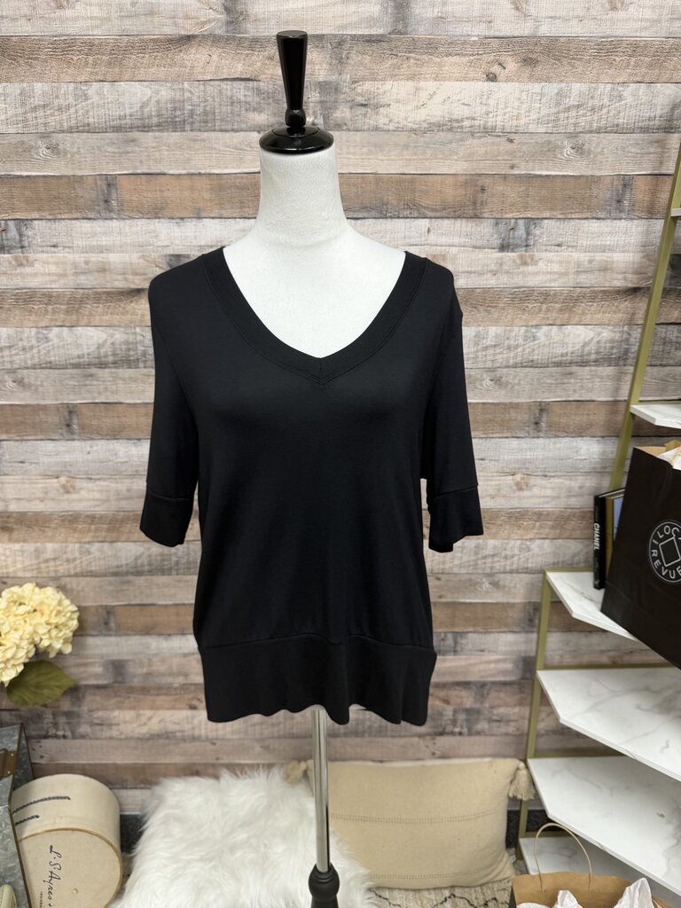 Athleta Black Short Sleeve V-Neck Sweater