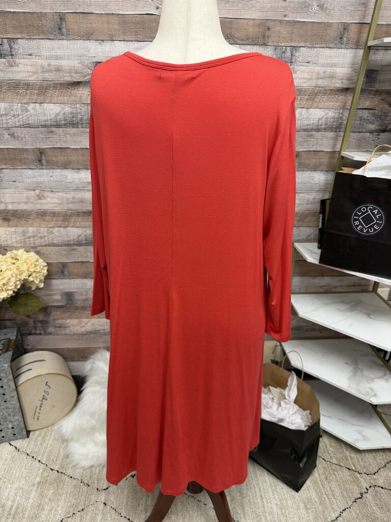 Comfy USA Red Long Sleeve Dress With Zipper Detail
