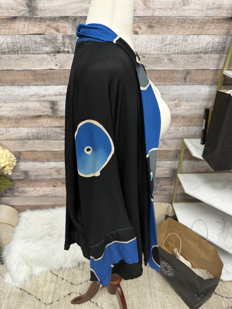 Rayon Batik Kimono With Blue Abstract Pattern