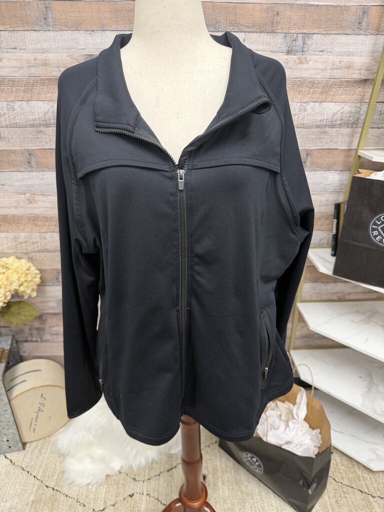 Fabletics Black Mock-Neck Full-Zip Athletic Jacket