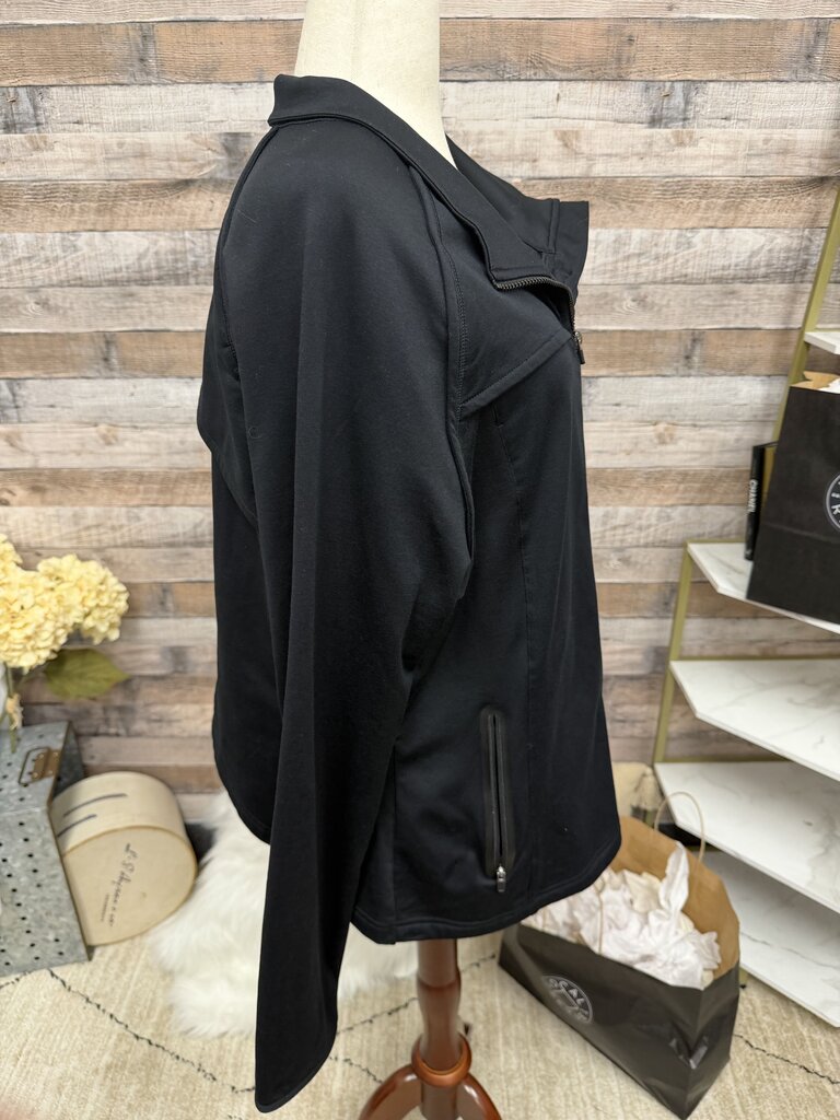 Fabletics Black Mock-Neck Full-Zip Athletic Jacket