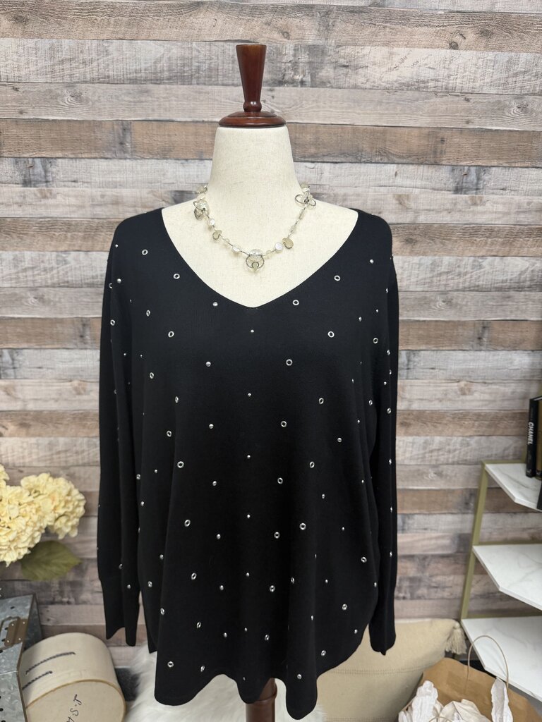 NWT Chico's Black Sweater With Eyelets Details