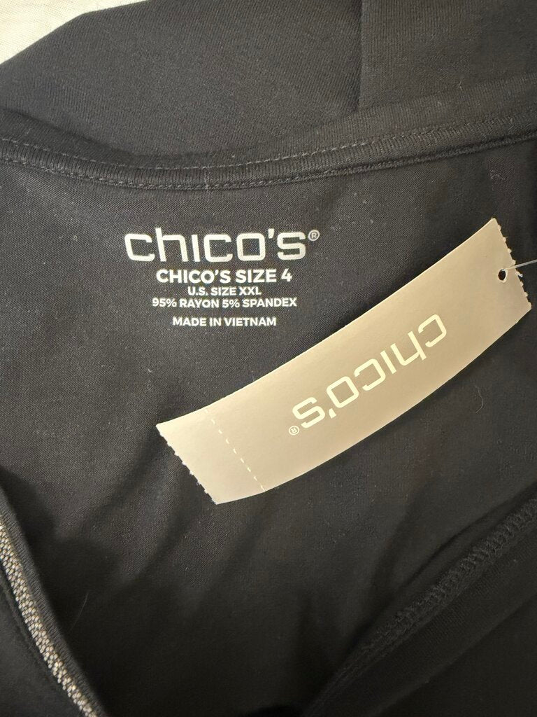 Chico's Black V-Neck Tank With Beaded Collar
