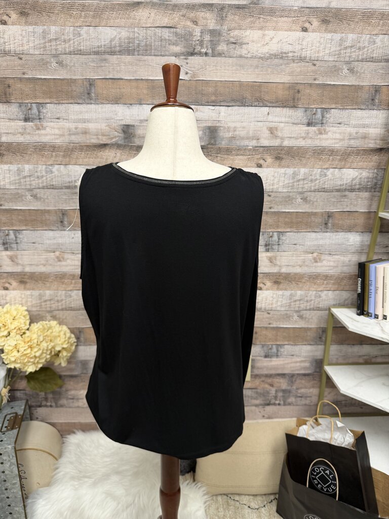 Chico's Black V-Neck Tank With Beaded Collar