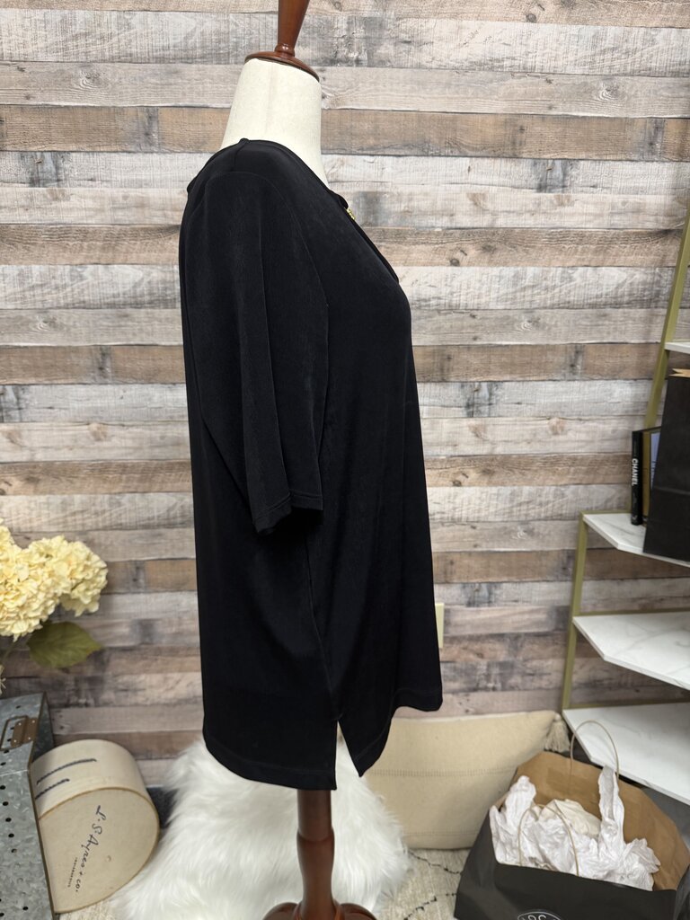 NWT Chico's Black V-Neck Short Sleeve With Grommet Detail