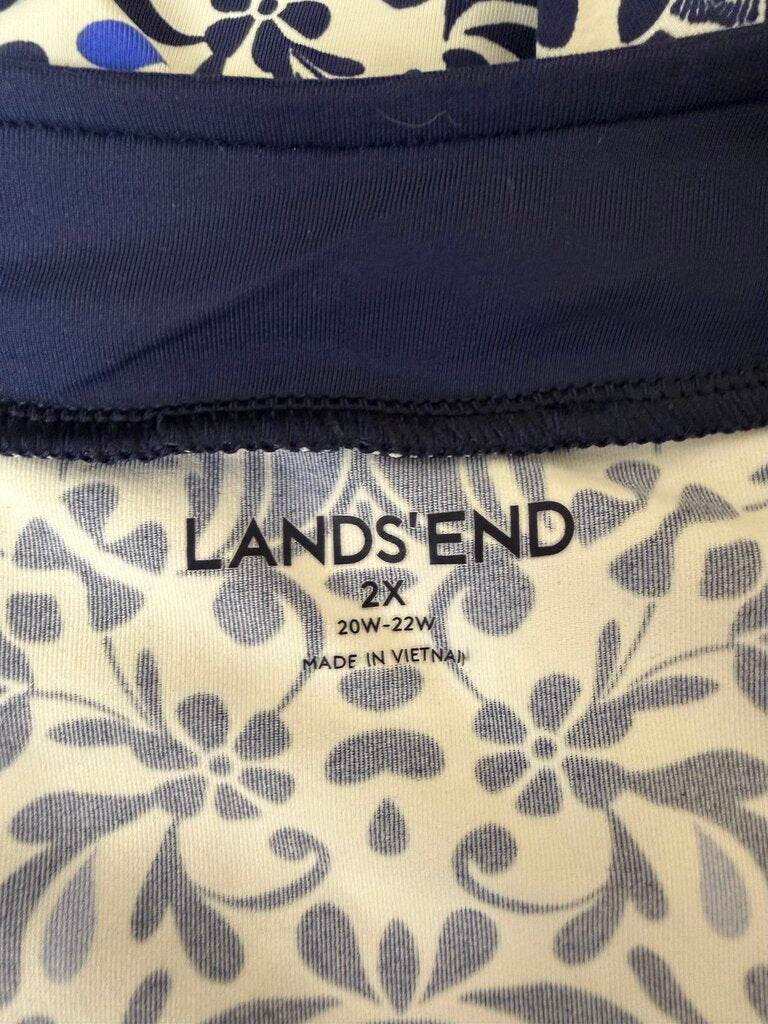 Lands' End Navy & White Swim Cover-Up