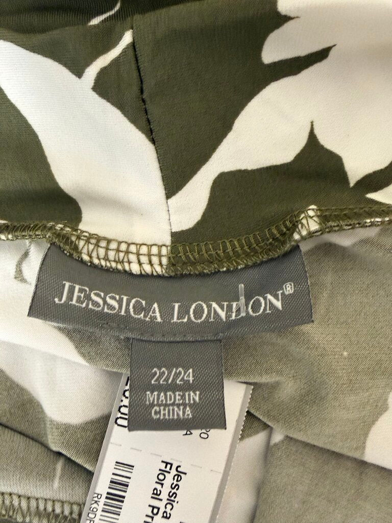 Jessica London Olive & White Floral Print Cardigan