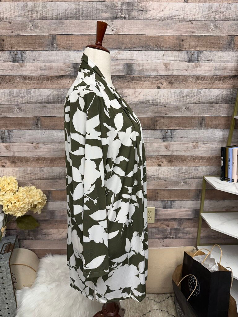 Jessica London Olive & White Floral Print Cardigan