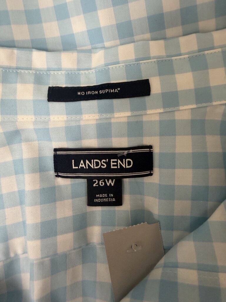Lands' End Blue & White Gingham Button Down