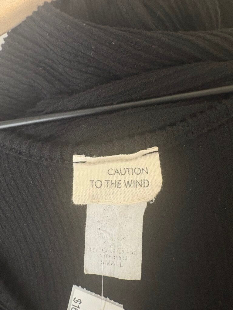 Caution to the Wind Black Ribbed Jumpsuit