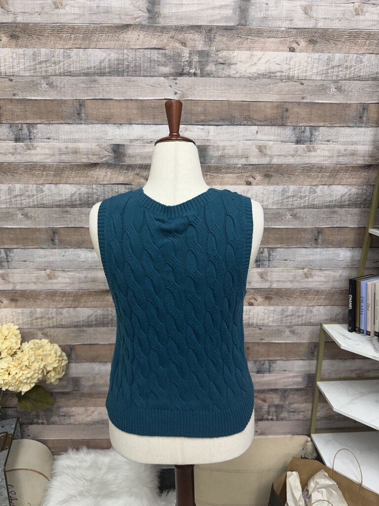 Talbots Teal Cable Knit Sweater Vest