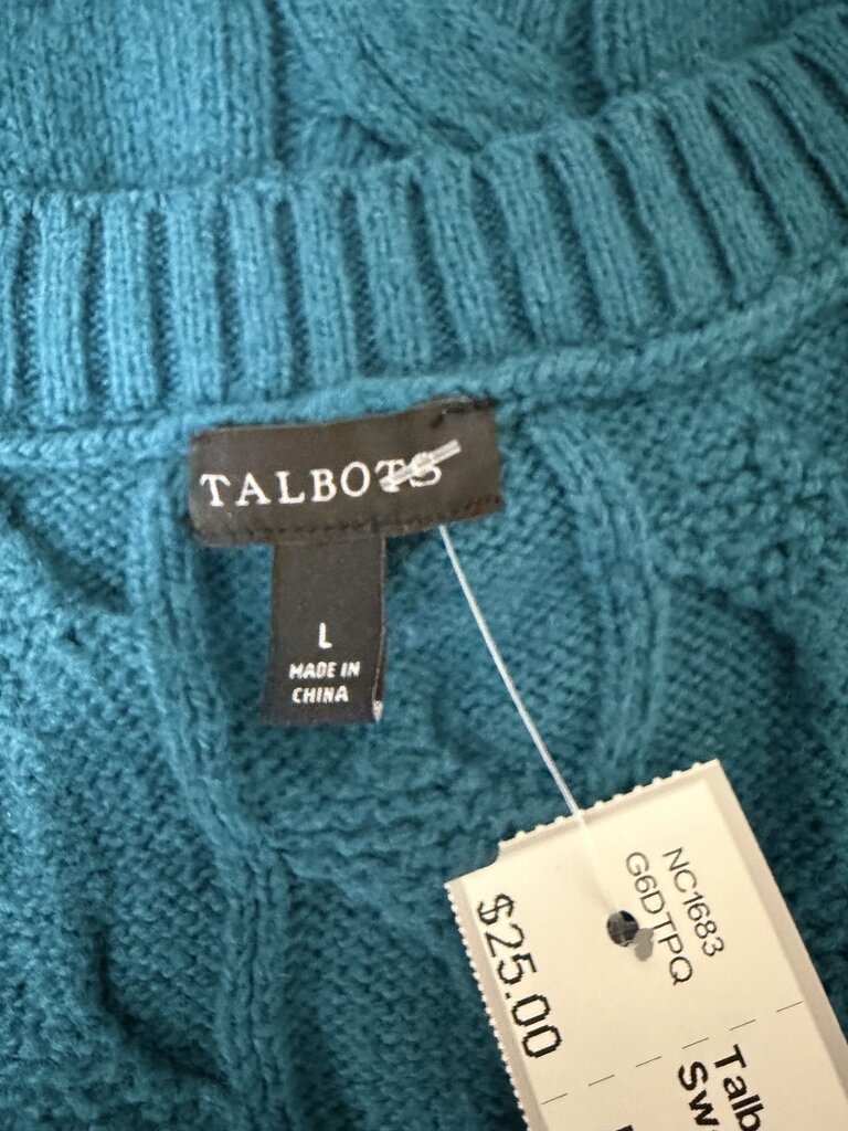Talbots Teal Cable Knit Sweater Vest