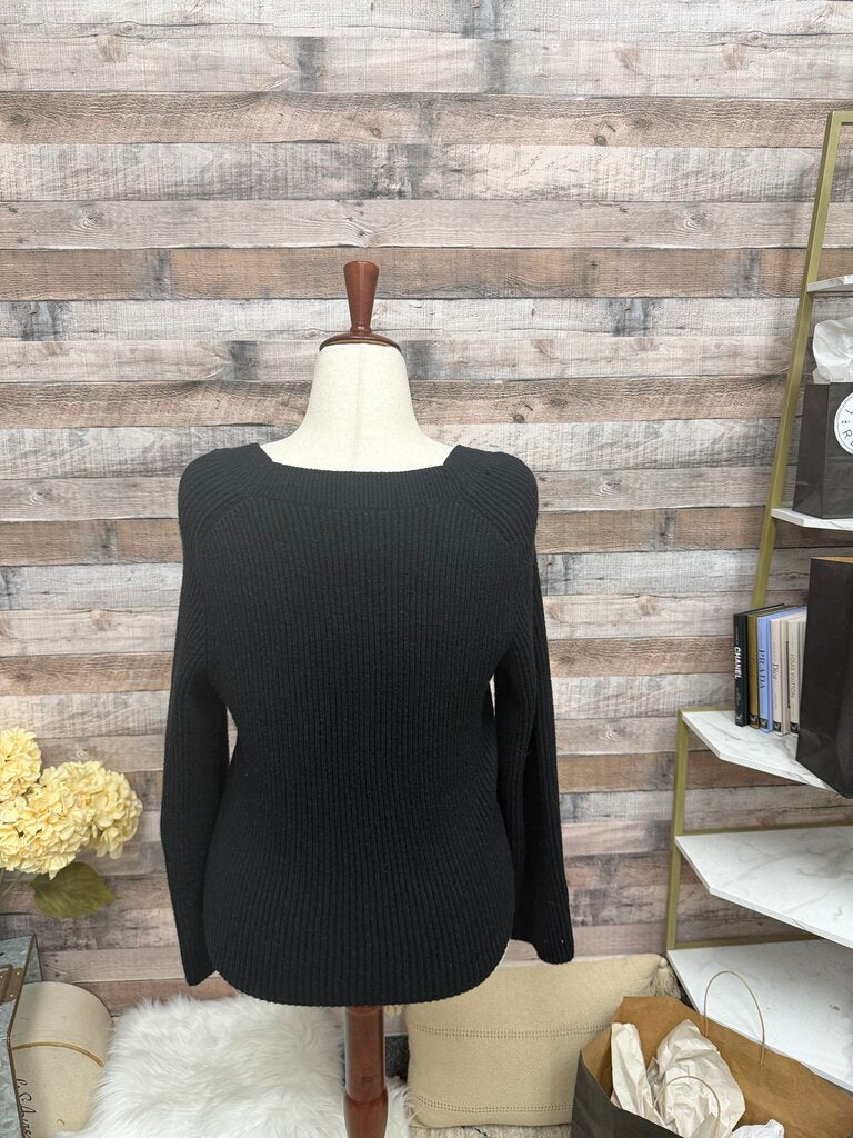 Ann Taylor Black Ribbed Knit Sweater