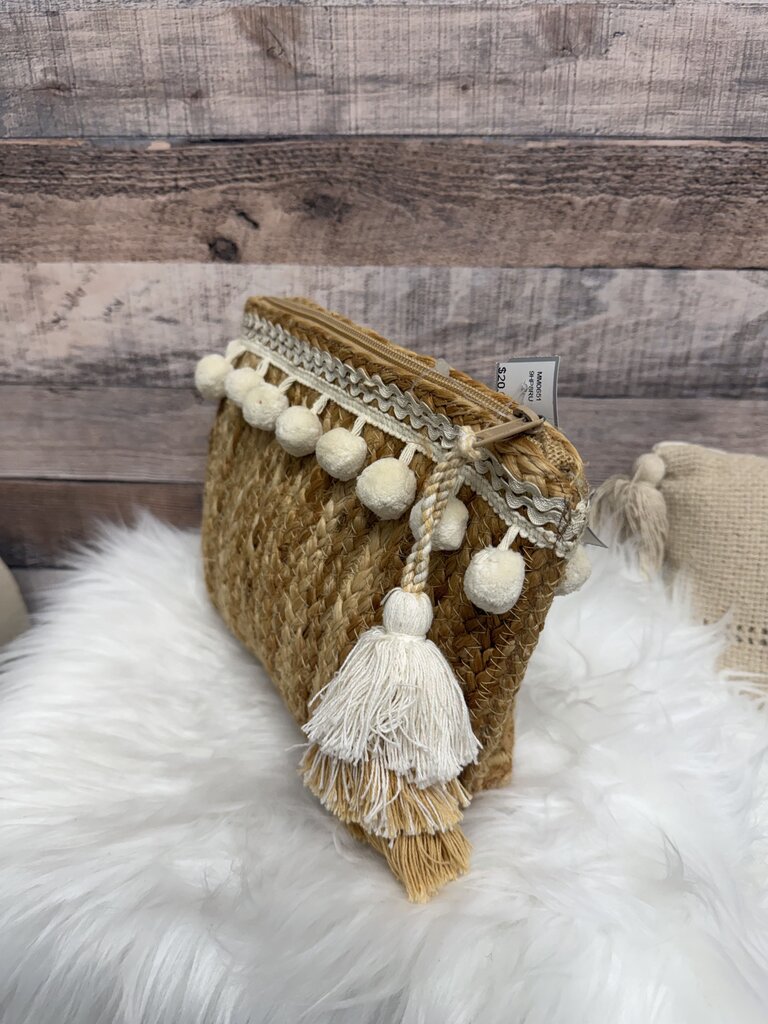 Brown Woven Bag White Trim