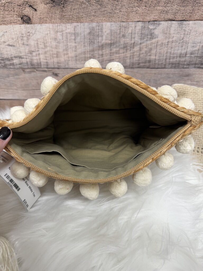Brown Woven Bag White Trim