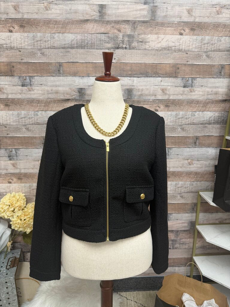 Ann Taylor Black Tweed Cropped Jacket With Gold Button Detials Ann Taylor Black 10 women JACKETS & COATS