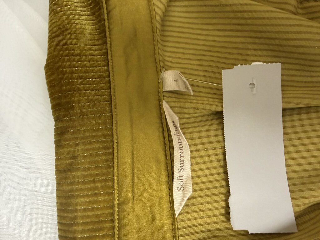 Soft Surroundings Yellow Ribbed Velvet Button-Down Shirt