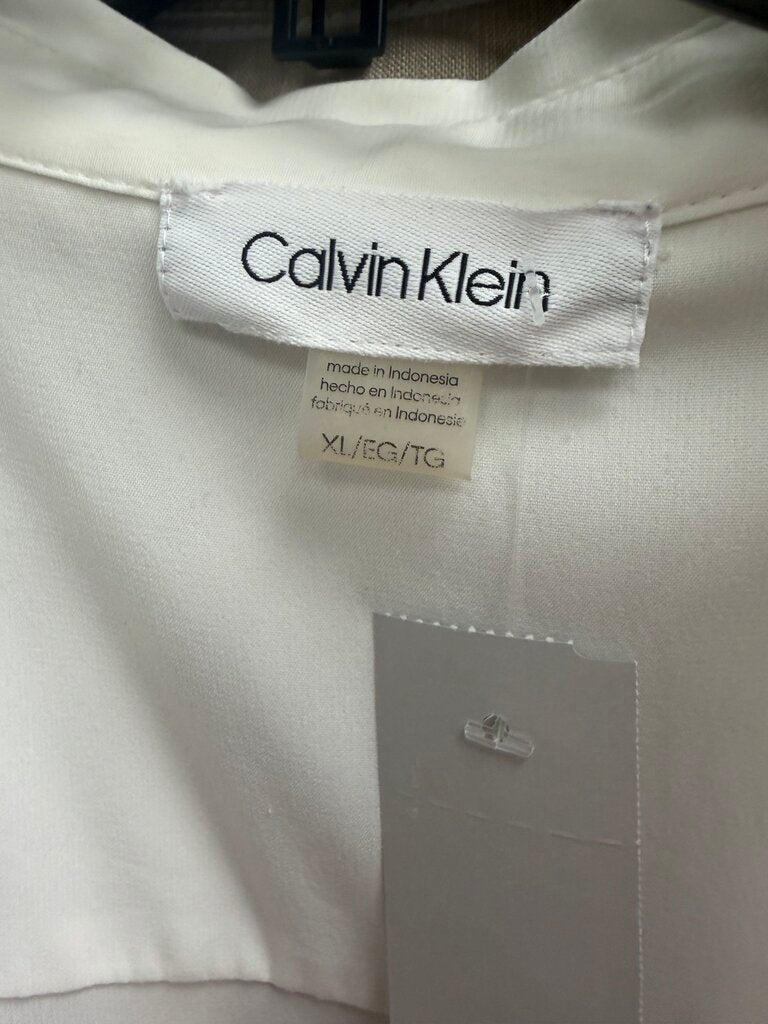 Calvin Klein White Ruffle Cap Sleeve Blouse