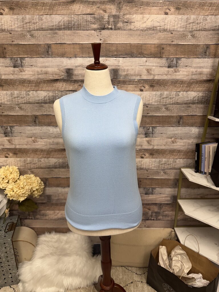 Ann Taylor Blue Knit Sweater Tank Mock Neck
