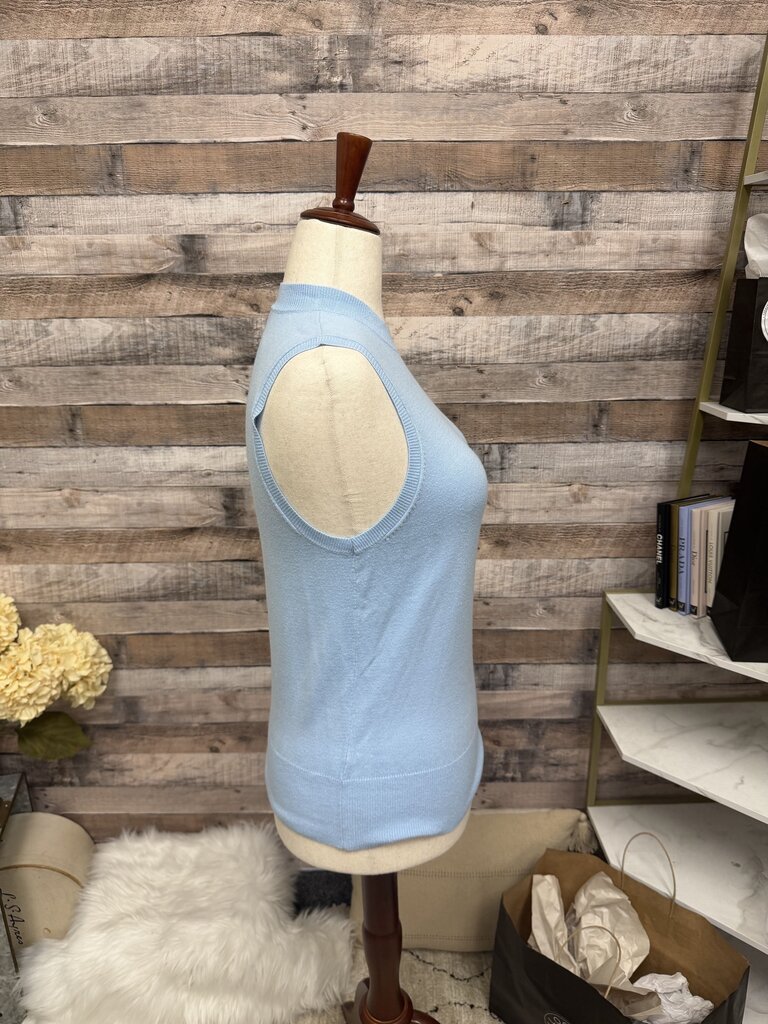 Ann Taylor Blue Knit Sweater Tank Mock Neck