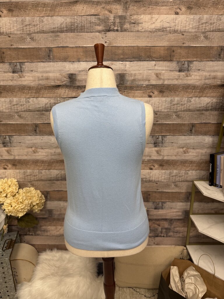 Ann Taylor Blue Knit Sweater Tank Mock Neck