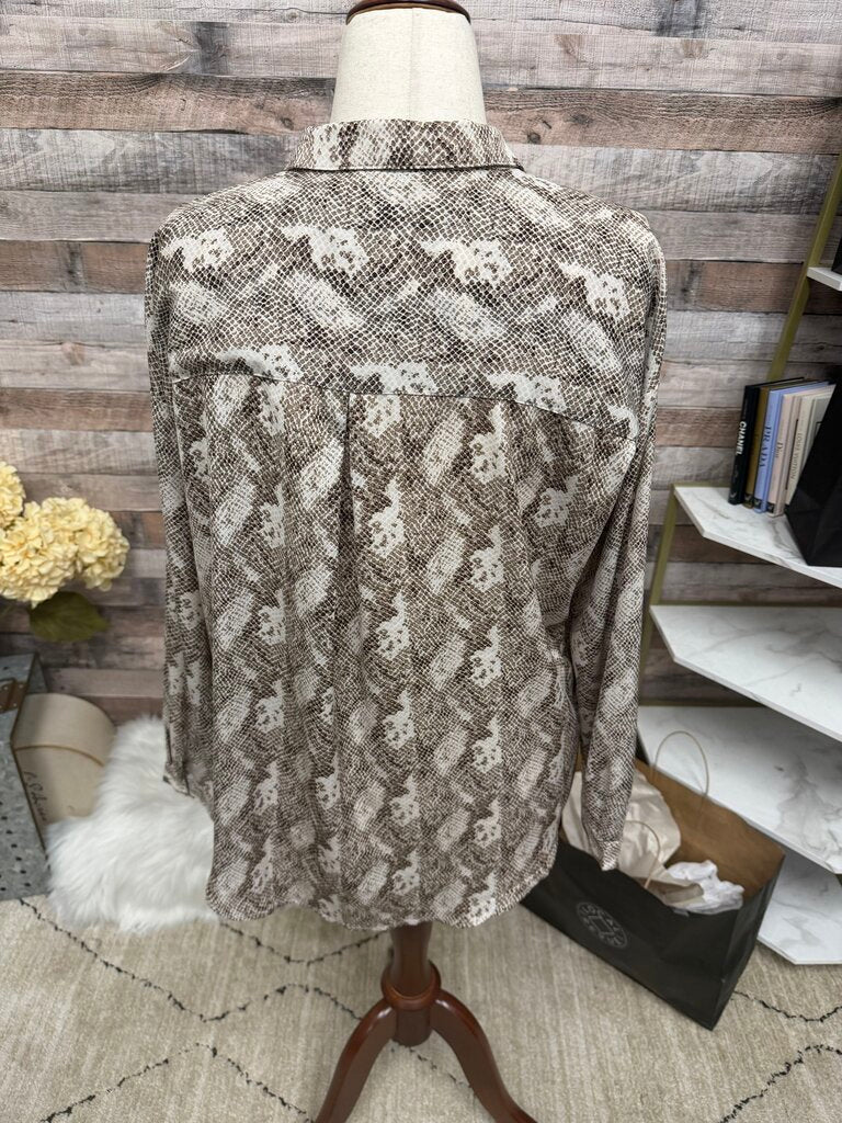 FATE Snakeskin Print Button Down Long Sleeve Shirt