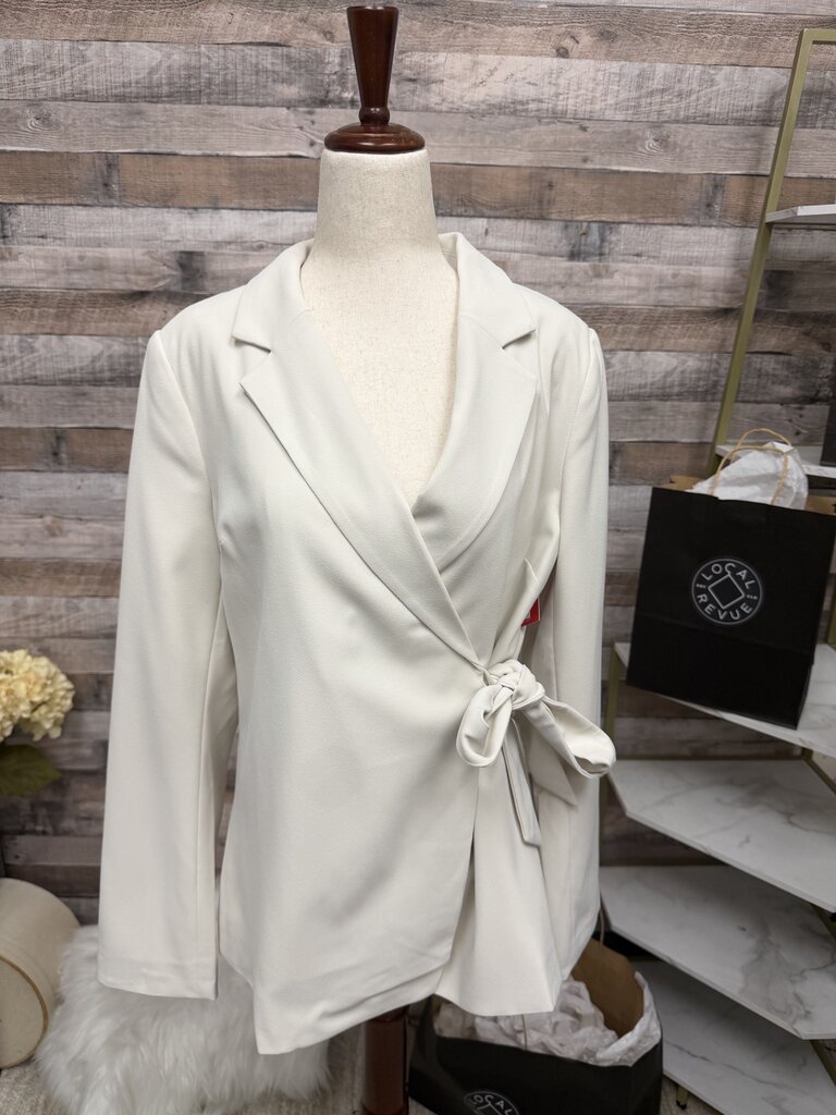 NWT Spanx Cream Open Front Blazer With Tie
