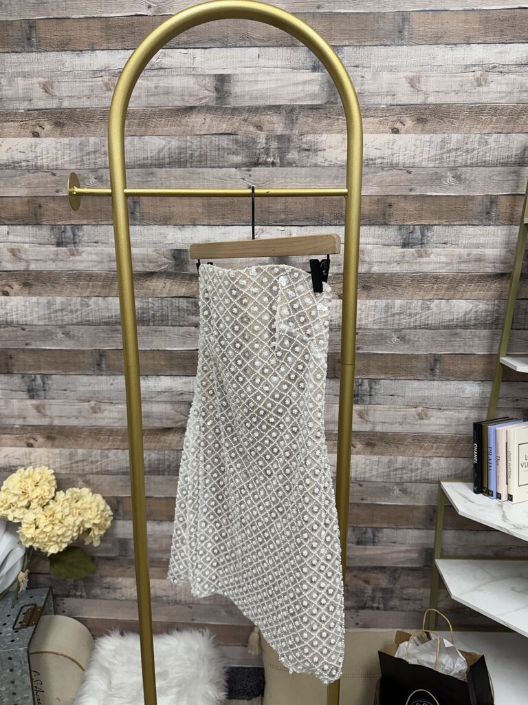 By Watters Champgne Sequined Mesh Mini Dress