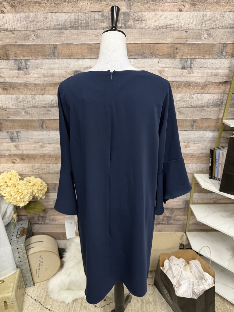 Caroline Rose Navy Shift Dress With Jewel Neck