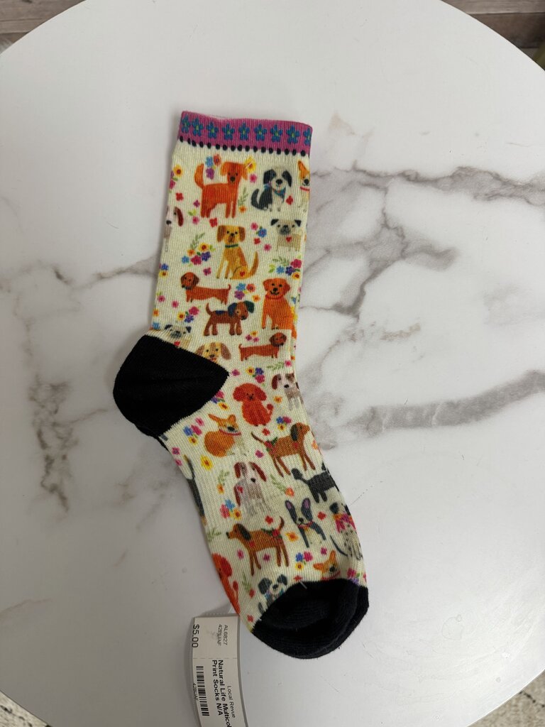 Natural Life Multicolor Dog Print Socks