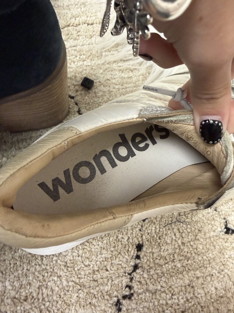 Wonder Brand White With Silver Leather Sneakers