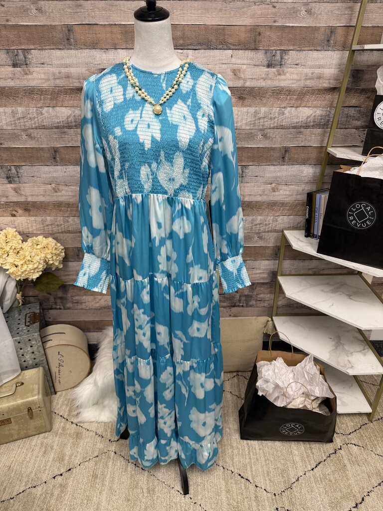 NWT Tuckernuck Turquoise Tiered Floral Maxi