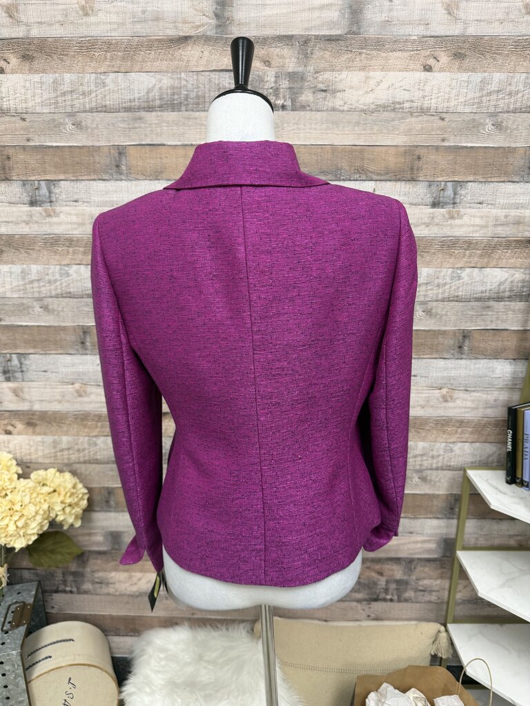 NWT Kasper Magenta Textured Metallic Blazer