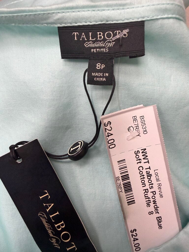 NWT Talbots Powder Blue Soft Cotton Ruffle